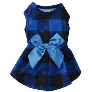 Plaid dress for dogs and cats, princess dress with bow